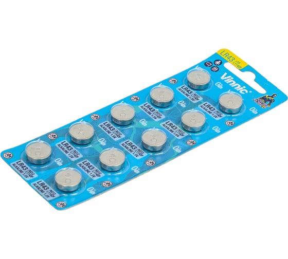 Алкалиновые щелочные батарейки VINNIC L1142 (AG12, LR43, 386) бл/10 4898338008265