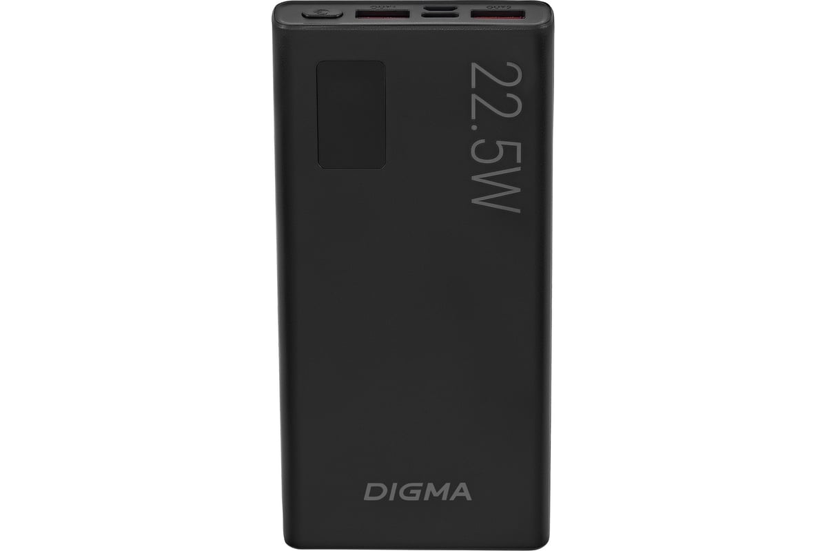 Мобильный аккумулятор DIGMA DGPF10A 10000mAh QC3.0/PD3.0 22.5W 5A  2xUSB-A/USB-C черный (DGPF10A22PBK 1928758 - выгодная цена, отзывы,  характеристики, фото - купить в Москве и РФ