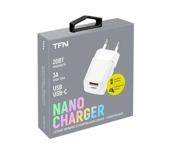 Сетевое зарядное устройство TFN nano A+C PD 20W без кабеля white TFN-WCRPD11