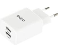 Сетевое зарядное устройство BURO BUWE1 10.5W 2.1A 2xUSB универсальное белый (BUWE10S200WH) 1656926
