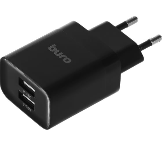 Сетевое зарядное устройство BURO BUWE1 10.5W 2.1A 2xUSB универсальное черный (BUWE10S200BK) 1656828 1