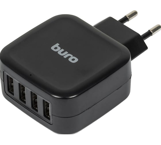 Сетевое зарядное устройство BURO TJ-286B Smart 25W 5A 4xUSB универсальное черный (TJ-286B) 477682
