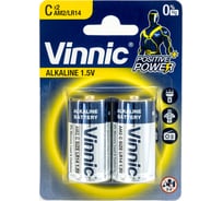 Батарейки VINNIC алкалиновые щелочные, LR14 (C), 1.5В, блистер/2 шт. 4898338006551