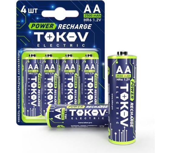 Аккумулятор TOKOV ELECTRIC AA/HR6 2500мА.ч, блистер 4 шт. TKE-NMA-HR6/B4