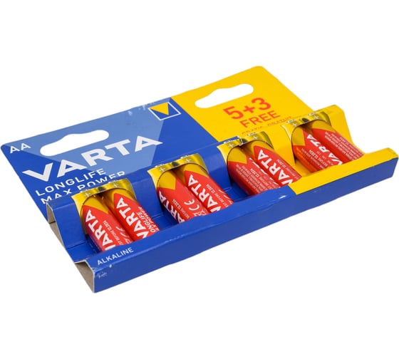 Батарейка Varta LONGLIFE MAX POWER (MAX TECH) LR6 AA BL5+3 Alkaline 1.5V (4706) (8/160) 8 штук в упаковке 04706101428
