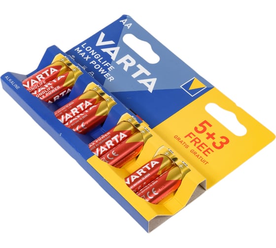 Батарейка Varta LONGLIFE MAX POWER (MAX TECH) LR6 AA BL5+3 Alkaline 1.5V (4706) (8/160) 8 штук в упаковке 04706101428