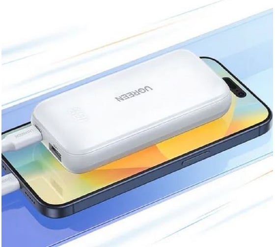 Внешний аккумулятор Ugreen PB501 (25189) 10000mAh Mini Quick Charging 30W Power Bank 30W с цифровым экраном. Цвет: белый 25189_