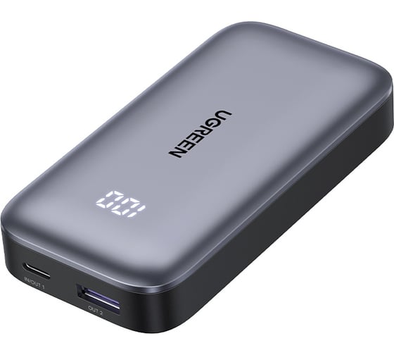 Внешний аккумулятор Ugreen PB502 (25185) 10000mAh Mini Quick Charging 30W Power Bank 30W с цифровым экраном. Цвет: серый 25185_