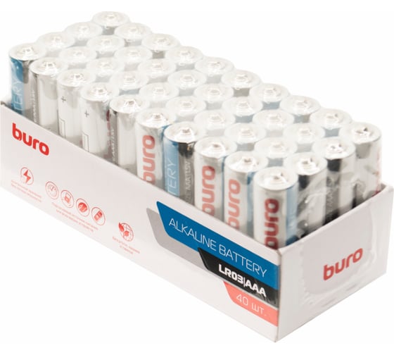 Батарея BURO Alkaline LR03 AAA 40 шт. коробка 1776127