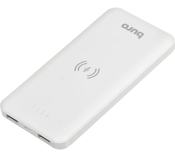 Мобильный аккумулятор BURO BPW10E 10000mAh, 2A, беспроводная зарядка, белый (BPW10E10PWT) 1454216