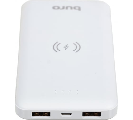 Мобильный аккумулятор BURO BPW10E 10000mAh, 2A, беспроводная зарядка, белый (BPW10E10PWT) 1454216