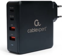 Зарядное устройство Cablexpert 100вт gan, qc4.0/pd, 4 порта: 2 usb и 2 type-c, черный, коробка, MP3A-PC-49