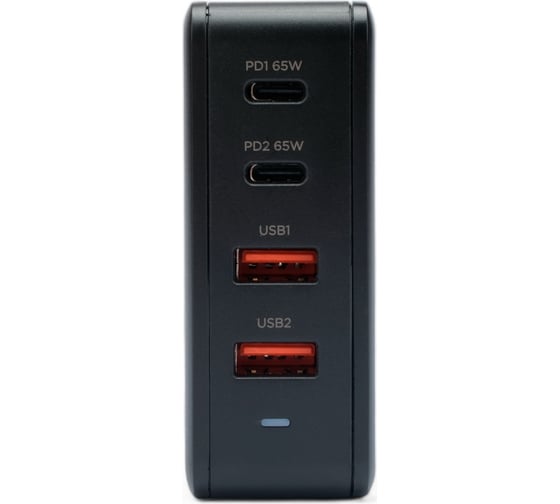 Зарядное устройство Cablexpert 100вт gan, qc4.0/pd, 4 порта: 2 usb и 2 type-c, черный, коробка, MP3A-PC-49