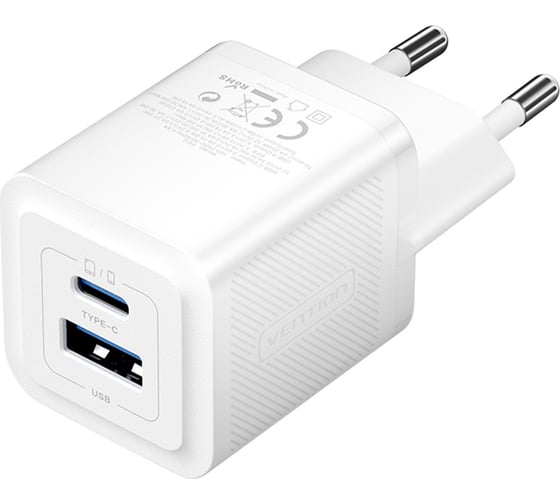 Сетевое зарядное устройство VENTION на 2 порт USB С+A GaN 30W Белый FEQW0-EU