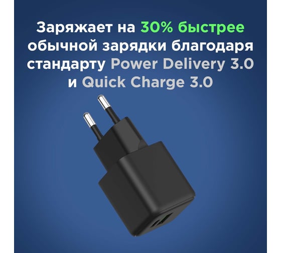 Сетевое зарядное устройство REXANT с портами USB-A и USB-C, 25Вт GaN 18-2203