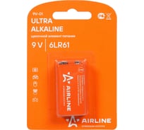 Батарейка Airline 6LR61/Крона, 9V, щелочная, 1 шт. 9V-01
