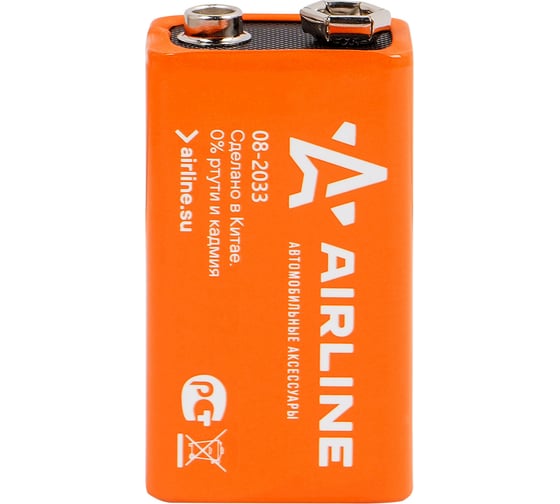Батарейка Airline 6LR61/Крона, 9V, щелочная, 1 шт. 9V-01