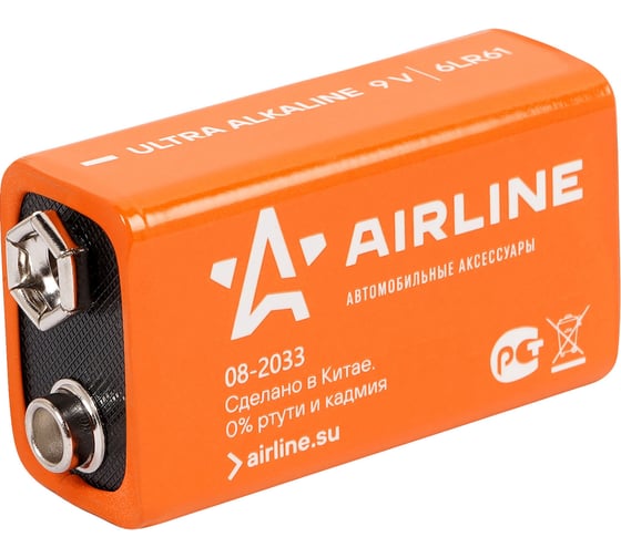 Батарейка Airline 6LR61/Крона, 9V, щелочная, 1 шт. 9V-01