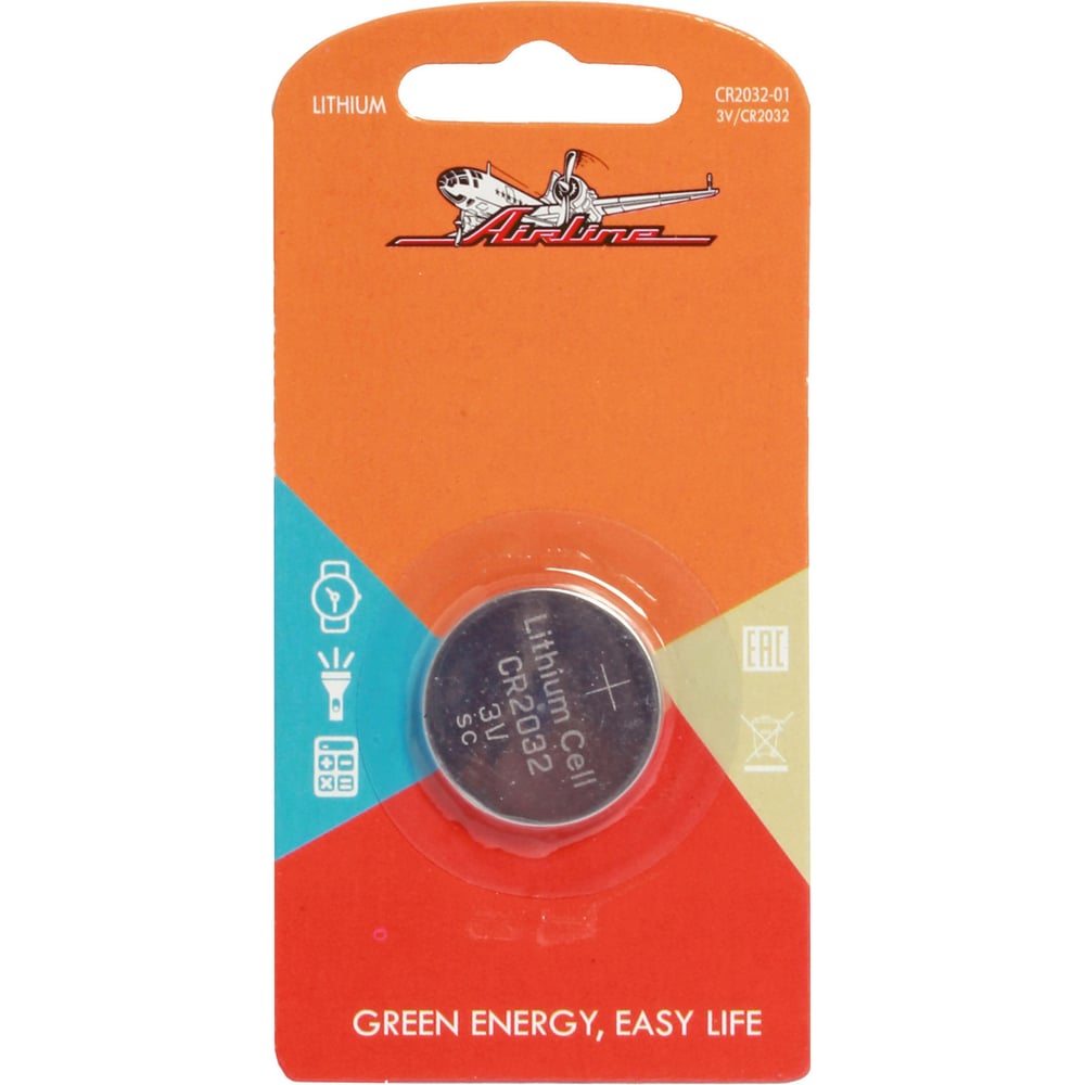 Батарейка Airline CR2032, 3V, для брелоков сигнализаций, литиевая, 1 шт