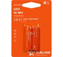 Аккумуляторные батарейки Airline AAA, HR03, Ni-Mh, 1200 mAh, 2шт. AAA-12-02 15983152