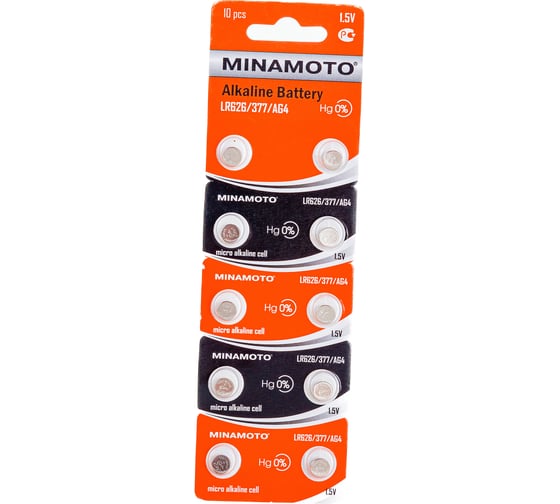 Часовая батарейка Minamoto AG4 LR626 (10 card) 55004