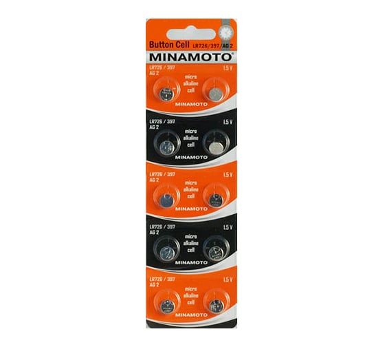 Часовая батарейка Minamoto AG2 LR726, 10 card 55002 1