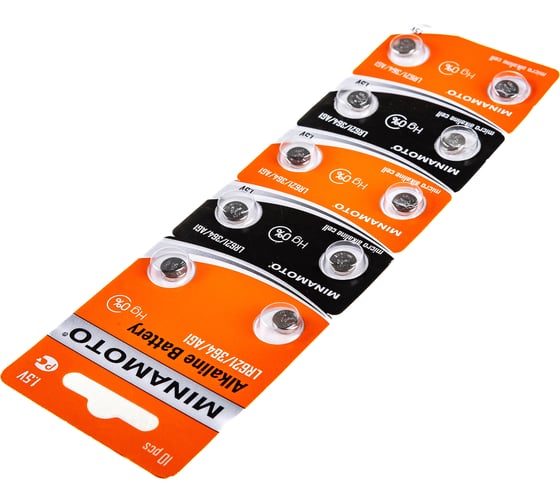 Часовая батарейка Minamoto AG1 LR621, 10 card 55001