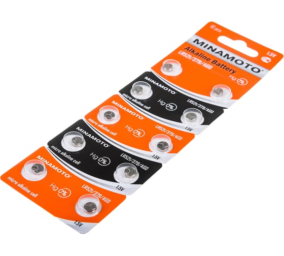 Часовая батарейка Minamoto AG0 LR521, 10 card 55000
