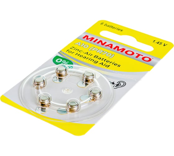 Слуховая батарейка Minamoto A10 PR70, 6 card 8810