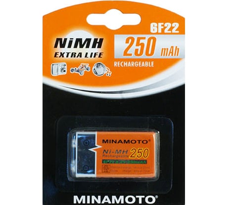 Аккумулятор Minamoto 6F22, 250 mAh, 1 Card 5112