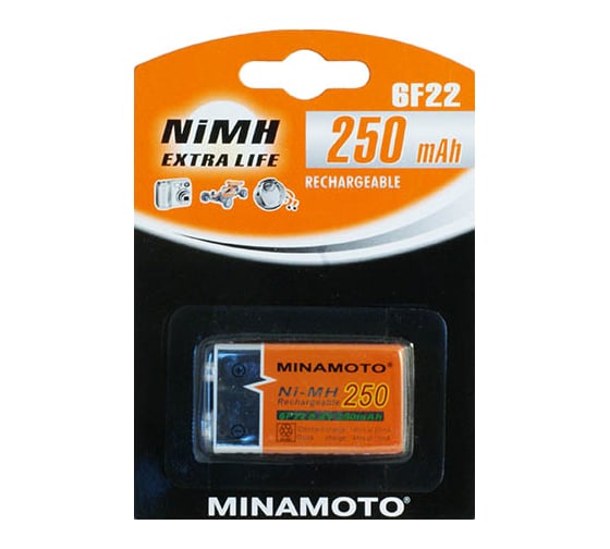 Аккумулятор Minamoto 6F22, 250 mAh, 1 Card 5112 1
