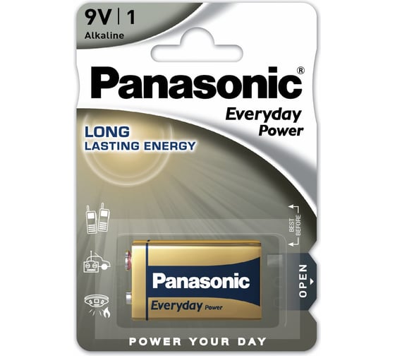 Щелочная батарейка Panasonic 6LR61 Everyday Power 9В бл/1 5410853047971 1
