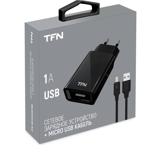 Сетевое зарядное устройство TFN 1А + кабель microUSB black -WC1U1AMICBK TFN-WC1U1AMICBK