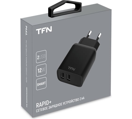 Сетевое зарядное устройство TFN RAPID+ 2 USB 2.4A 12W black -WCRPD12W2UBK TFN-WCRPD12W2UBK