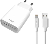 Сетевое зарядное устройство TFN 2 USB 2.4А + кабель 8pin white -WC2U24ALIGWH