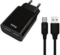 Сетевое зарядное устройство TFN 2 USB 2.4А + кабель TypeC black -WC2U24AUSBCBK TFN-WC2U24AUSBCBK