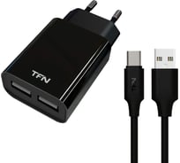 Сетевое зарядное устройство TFN 2 USB 2.4А + кабель microUSB black -WC2U24AMICBK