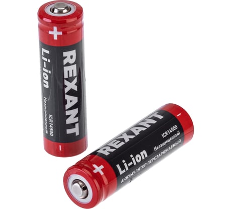 Аккумулятор Rexant Li-ion 14500, 3,7В, 750мАч, без платы защиты, высокий контакт, 10 шт. 0-2050 30-2050