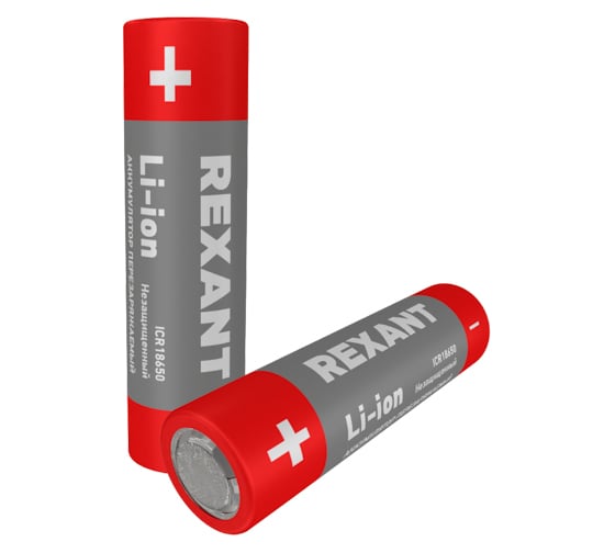 Аккумулятор REXANT Li-ion 18650, 3,7В, 3000мАч, без платы защиты, 2 шт. 30-2037