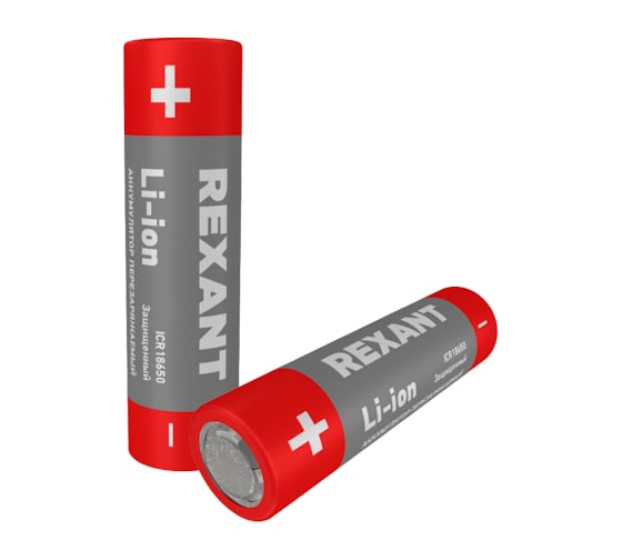 Аккумулятор REXANT Li-ion 18650, 3,7В, 2400мАч, с платой защиты, 2 шт. 30-2034