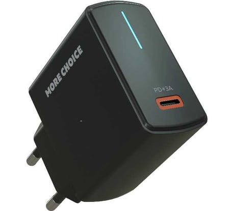 Сетевое зарядное устройство More Choice 1USB-C 3.0A PD 20W быстрая зарядка NC60 Black