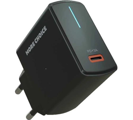 Сетевое зарядное устройство More Choice 1USB-C 3.0A PD 20W быстрая зарядка NC60 Black 1