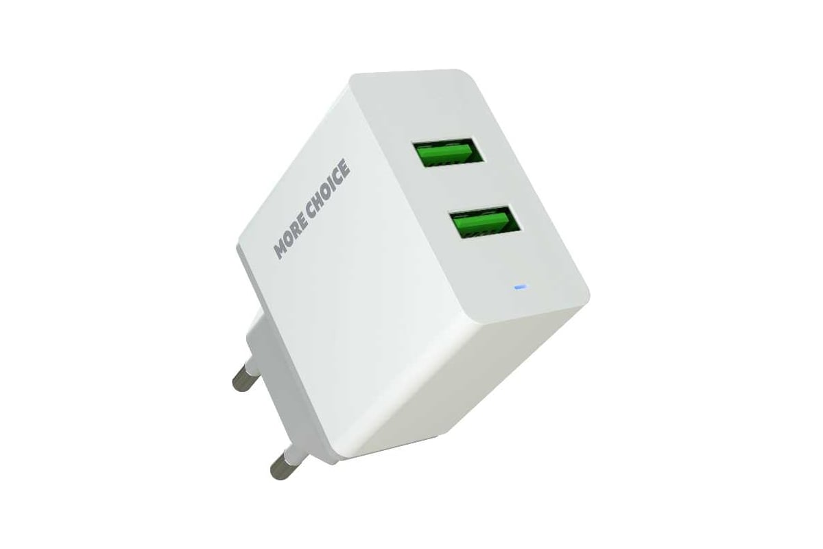 Сетевое зарядное устройство More Choice 2USB 2.4A NC11 White - выгодная  цена, отзывы, характеристики, фото - купить в Москве и РФ