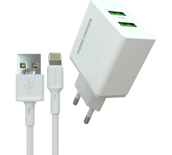 Сетевое зарядное устройство More Choice 2USB 2.4A для Lightning 8-pin NC11i White