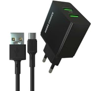 Сетевое зарядное устройство More Choice 2USB 2.4A для Type-C NC11a Black