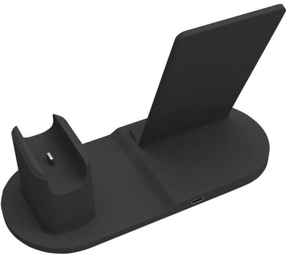 Беспроводное зарядное устройство More Choice Smart 10W 3в1 смартфон, часы, наушники с кабелем Type-C 1м CW24S Black