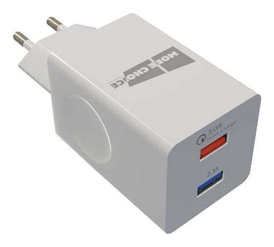 Сетевое зарядное устройство More Choice 2USB 3.0A QC3.0 быстрая зарядка NC69 White 1
