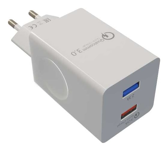 Сетевое зарядное устройство More Choice 2USB 3.0A QC3.0 быстрая зарядка NC69 White