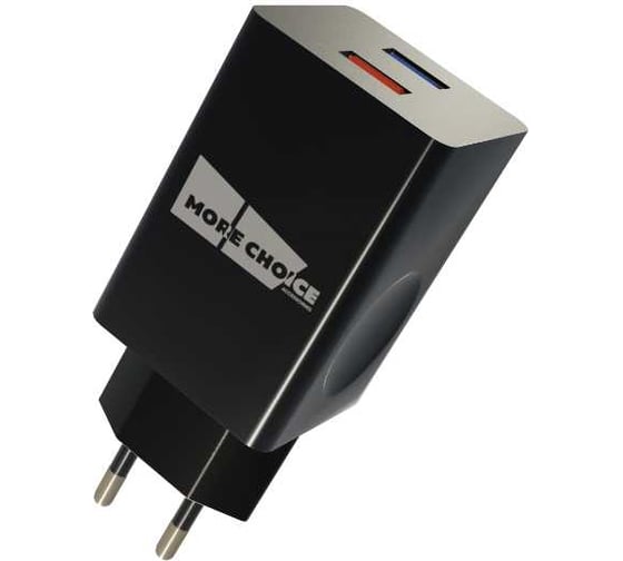 Сетевое зарядное устройство More Choice 2USB 3.0А QC3.0 быстрая зарядка для Type-C NC69a Black