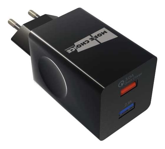 Сетевое зарядное устройство More Choice 2USB 3.0A QC3.0 быстрая зарядка NC69 Black